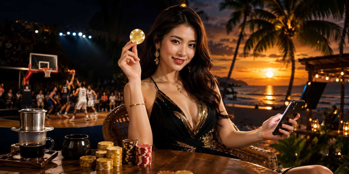 Người dùng đặt cược bóng rổ tại Phú Quốc trong khi uống cà phê